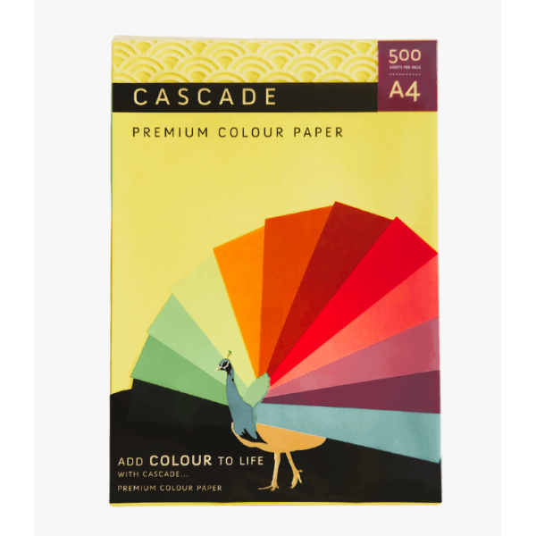 CASCADE A4 YELLOW Colour Paper 80gsm - Ream of 500 Sheets