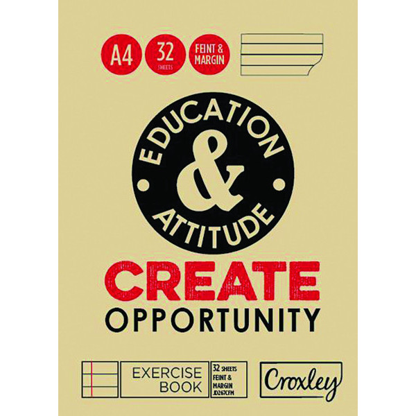 CROXLEY JD267FM A4 Exercise Book Feint Margin 32pg CROXLEY JD267FM A4 Exercise Book Feint Margin 32pg