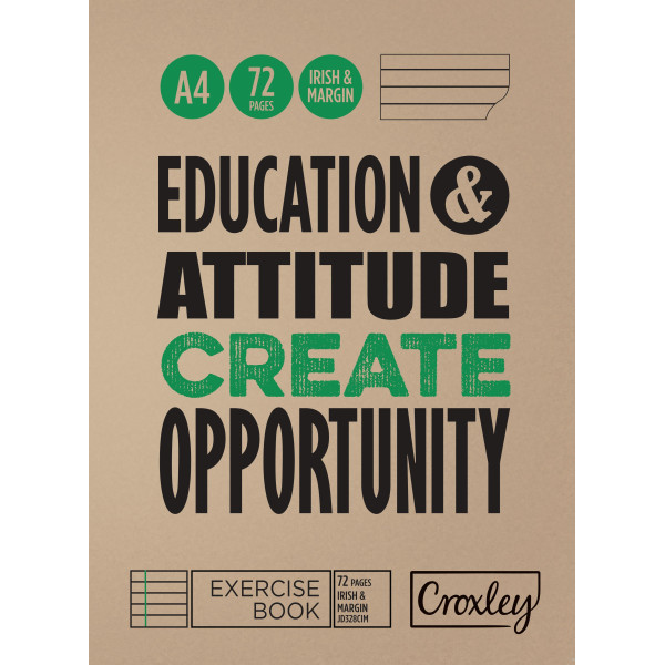 CROXLEY JD328IM A4 Exercise Book Irish Margin 72pg