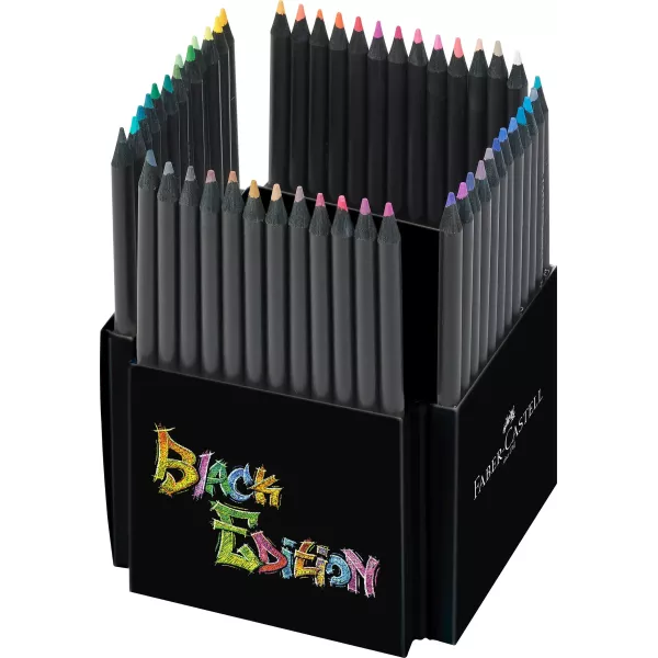 Faber-Castell Black Edition Colour Pencils Pack of 50 with pencil holder in front view