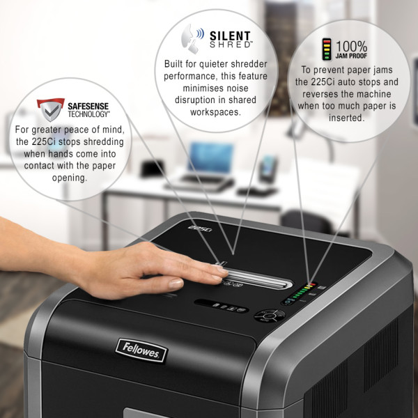 FELLOWES Powershred 225Ci P4 Cross-Cut Shredder (20 Sheet) FELLOWES Powershred 225Ci P4 Cross-Cut Shredder (20 Sheet)