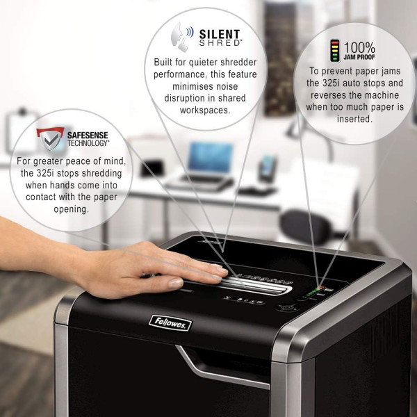 FELLOWES Powershred 325i P2 Strip-Cut Shredder (24 Sheet) FELLOWES Powershred 325i P2 Strip-Cut Shredder (24 Sheet)