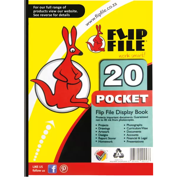 FLIP FILE KANGAROO A4 Display Book - 20 Pockets FLIP FILE KANGAROO A4 Display Book - 20 Pockets