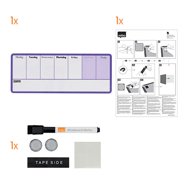 NOBO Weekly Organiser Whiteboard - Purple NOBO Weekly Organiser Whiteboard - Purple
