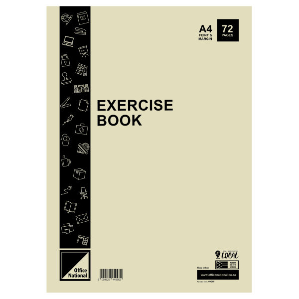 Office National A4 College Exercise Book 72 Page Feint and Margin