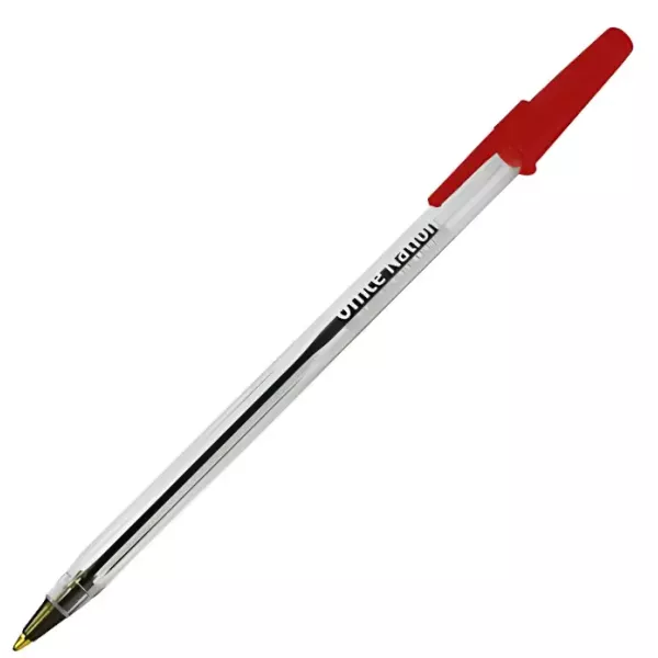 Office National medium ballpoint pens, red ink, box of 50
