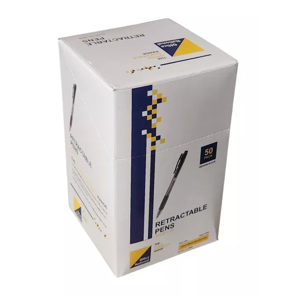 Office National Medium Retractable Ballpoint Pens Black (Box of 50)