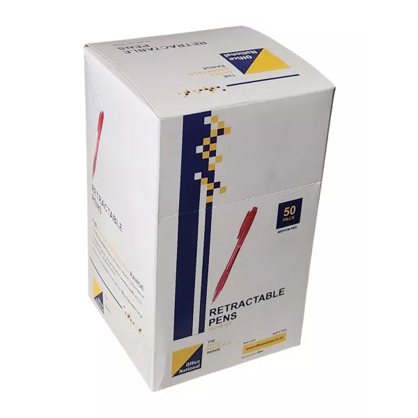 Office National Medium Retractable Ballpoint Pens Red (Box of 50)