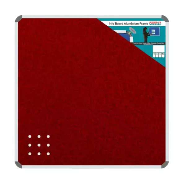 PARROT Info Board Aluminium Frame 1000 X 1000mm - Burgundy