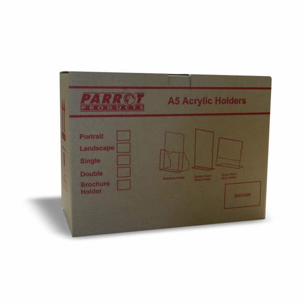 PARROT Double-Sided Acrylic Menu Holder A5 - Landscape - Box of 5