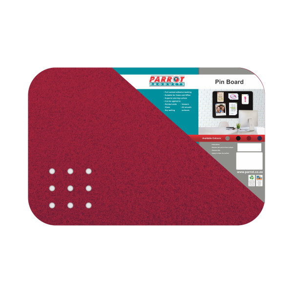 PARROT Self Adhesive Pin Board 450 x 300mm - Red PARROT Self Adhesive Pin Board 450 x 300mm - Red