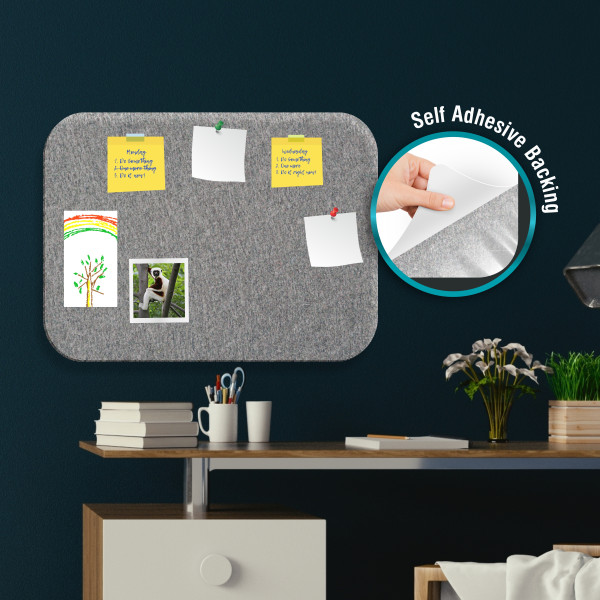 PARROT Self Adhesive Pin Board 450 x 300mm - Grey