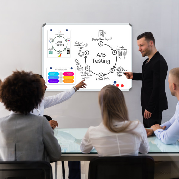Parrot BD0944 Magnetic Whiteboard 1000x1000mm front view with aluminium frame