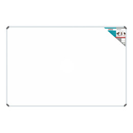 PARROT non-magnetic whiteboard 1500 x 900mm BD1261 front view with aluminium frame and product label