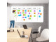 Large PARROT non-magnetic whiteboard used for visual project planning with coloured notes in an office meeting room