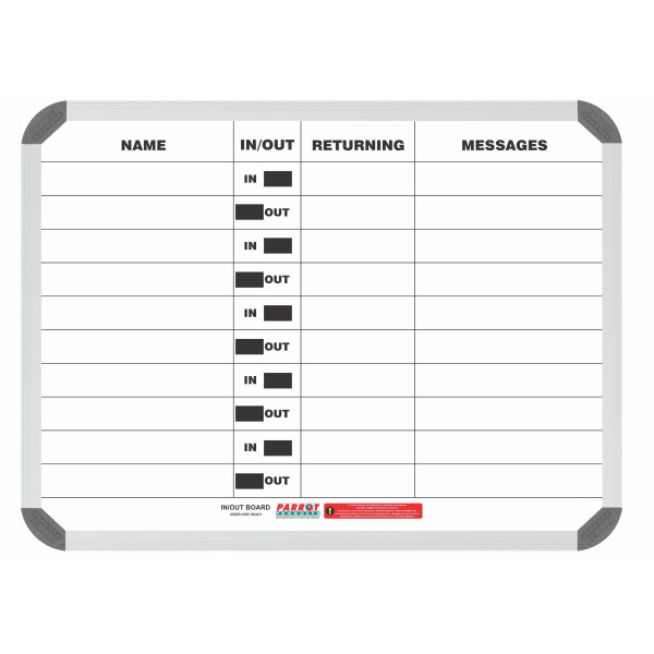 PARROT Magnetic IN/OUT Board - 10 Names PARROT Magnetic IN/OUT Board - 10 Names