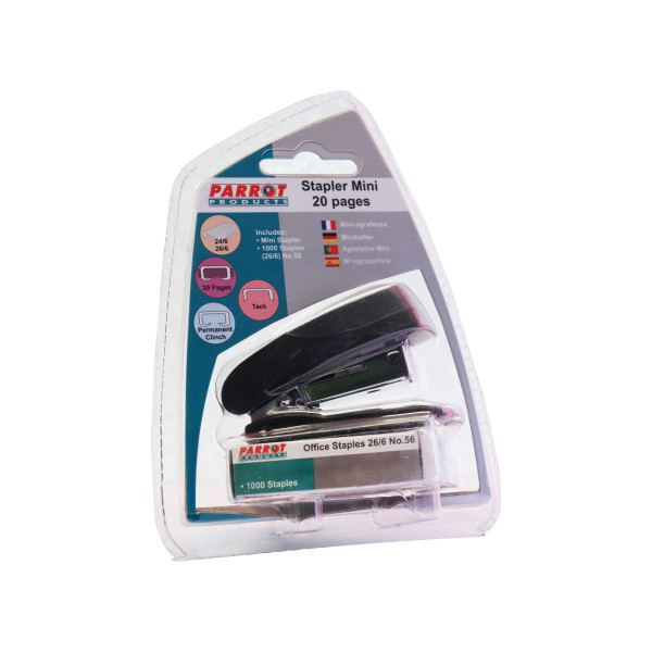 PARROT Plastic Desktop Mini Stapler - Black (20 Pages) PARROT Plastic Desktop Mini Stapler - Black (20 Pages)