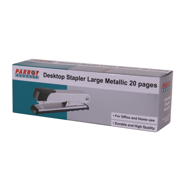 PARROT Metallic Desktop Large Stapler - Silver (20 Pages) PARROT Metallic Desktop Large Stapler - Silver (20 Pages)