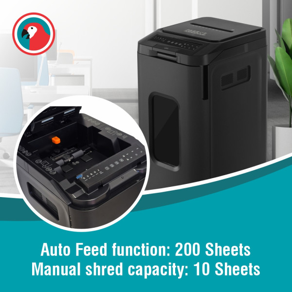 Parrot Auto Feed S1400AF Mini Cross-Cut Shredder - 400 Sheet Capacity