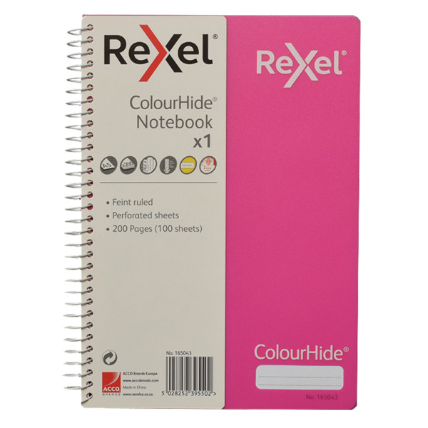 Rexel Colourhide A5 Notebook 200 Pages - Pink