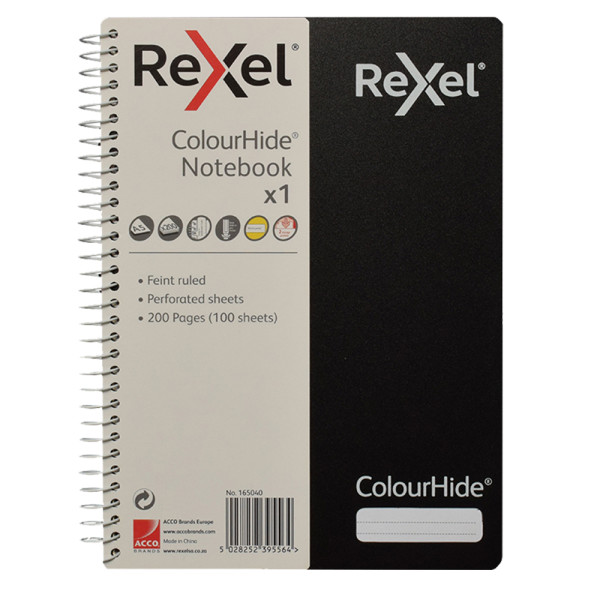 Rexel Colourhide A5 Notebook 200 Pages - Black Rexel Colourhide A5 Notebook 200 Pages - Black