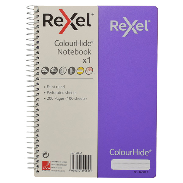 Rexel Colourhide A5 Notebook 200 Pages - Purple