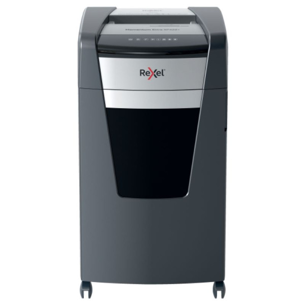 REXEL Momentum XP422+ Shredder – Front View Front view of REXEL Momentum Extra XP422+ 22 Sheet Cross Cut Shredder