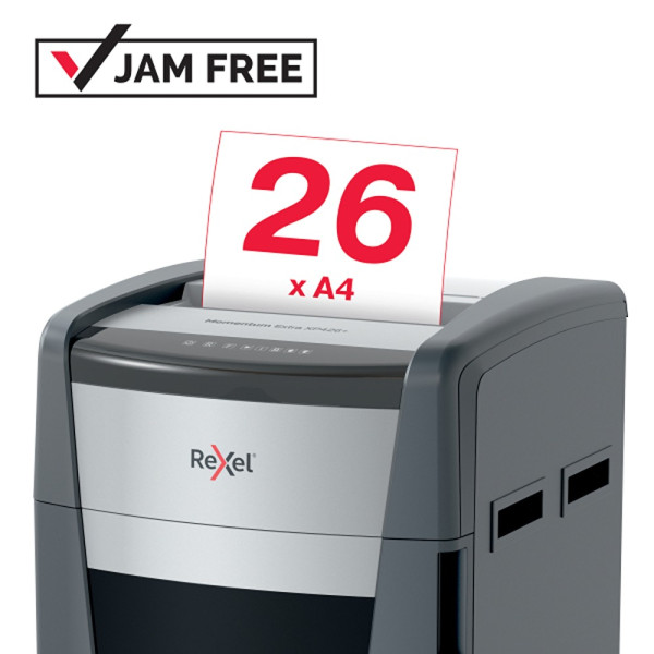Front view of REXEL Momentum Extra XP426+ 26 Sheet Cross Cut Shredder
