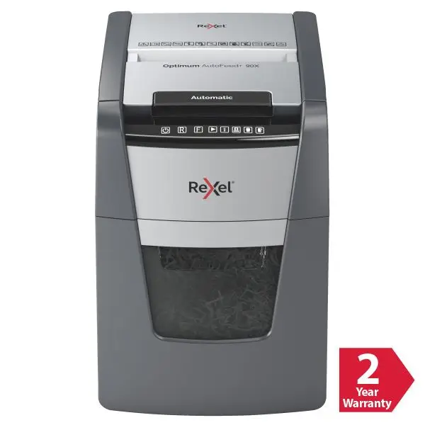 Rexel Optimum AutoFeed+ 50X Shredder – Front View Front view of Rexel Optimum AutoFeed+ 50X Automatic 50 Sheet Cross Cut Shredder