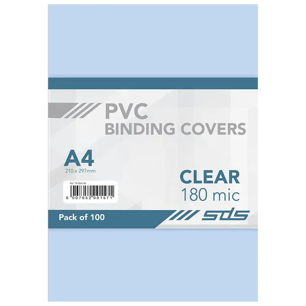 SDS - A4 Binding Cover CLEAR 180 Micron (100 Sheets)