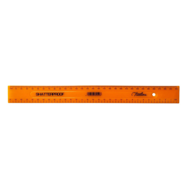 TREELINE Shatter Resistant 30cm Ruler - Orange