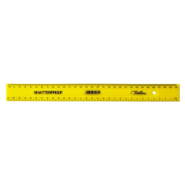 TREELINE Shatter Resistant 30cm Ruler - Yellow