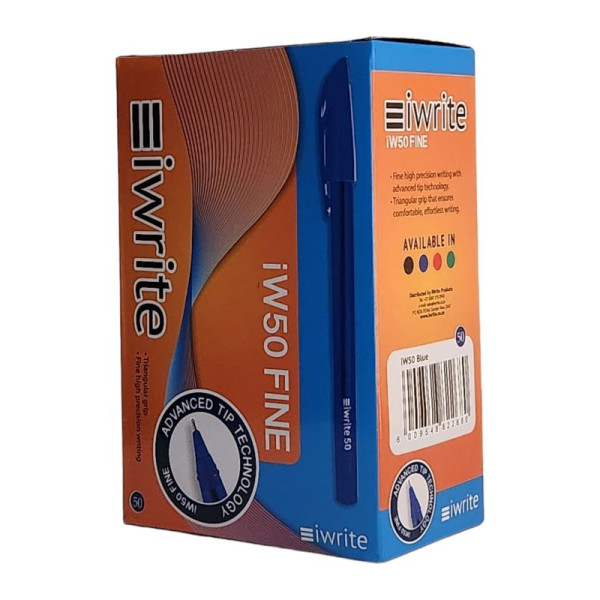iWrite Tri-Grip Ballpoint Pen Fine Blue Box of 50