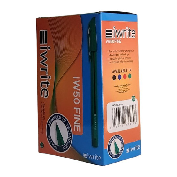 iWrite Tri-Grip Ballpoint Pen Fine Green Box of 50
