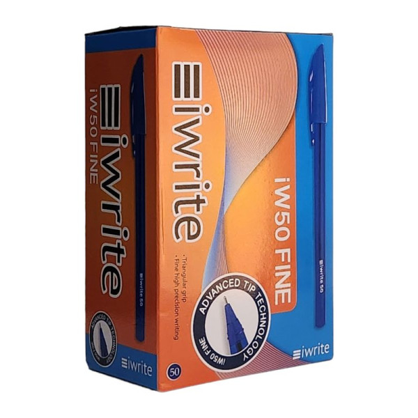 iWrite Tri-Grip Ballpoint Pen Fine Blue Box of 50