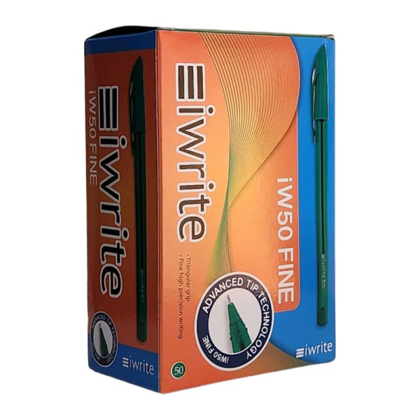 iWrite Tri-Grip Ballpoint Pen Fine Green Box of 50