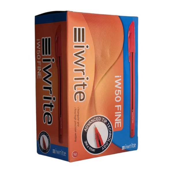 iWrite Tri-Grip Ballpoint Pen Fine Red Box of 50