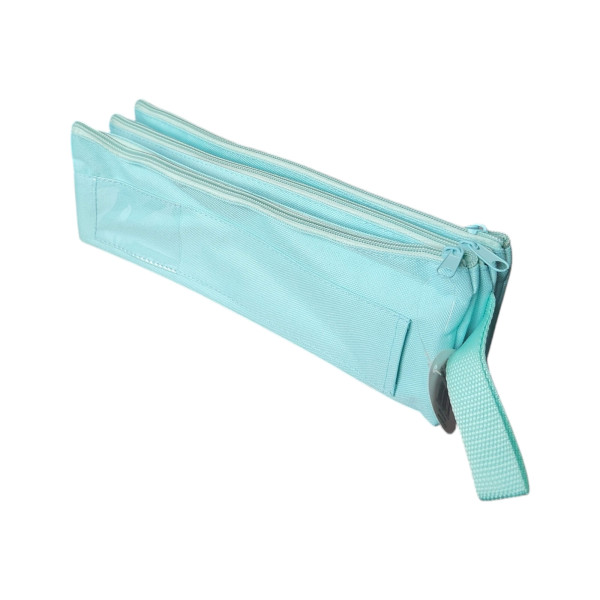 Kenzel 3 Tier Pencil Case Pastel Blue front view Front view of Kenzel 3 Tier Pencil Case 33 x 11 cm in pastel blue