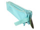 Kenzel 3 Tier Pencil Case Pastel Blue side open view Side open view of Kenzel 3 Tier Pencil Case showing tiered zip sections in pastel blue