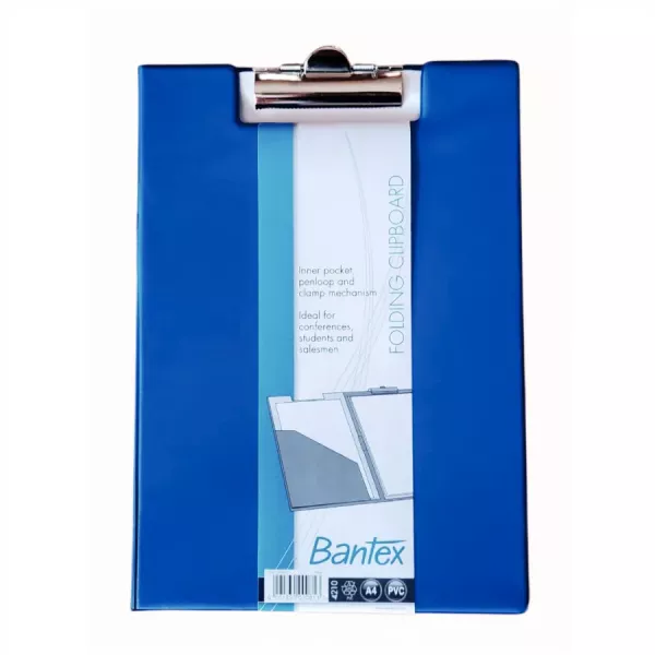 Bantex A4 PVC Folding Clipboard Blue - Product Image Product Image of Bantex A4 PVC Folding Clipboard Blue