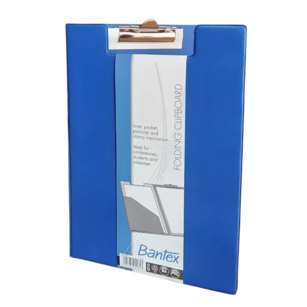 Bantex A4 PVC Folding Clipboard Blue - Product Image Product Image of Bantex A4 PVC Folding Clipboard Blue