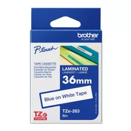 Brother TZe-263 Labelling Tape 36mm Blue On White Tape