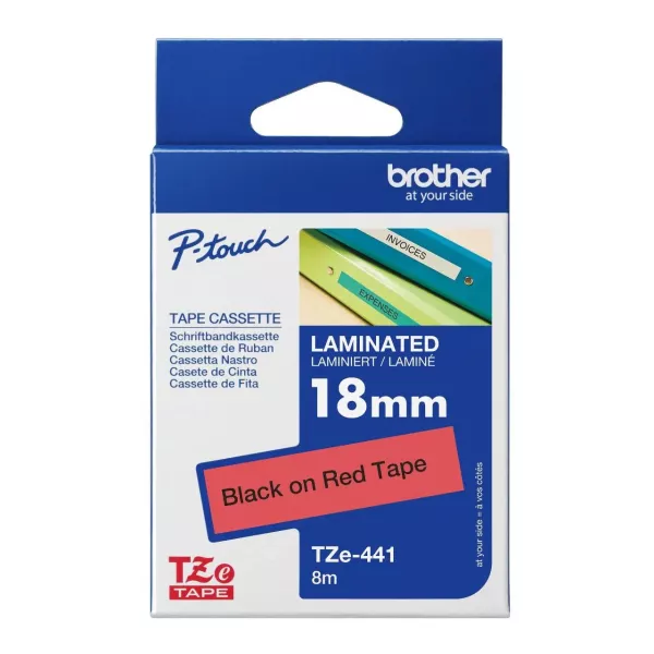 Brother TZe-441 Labelling Tape 18mm Black On Red Tape Brother TZe-441 Labelling Tape 18mm Black On Red Tape