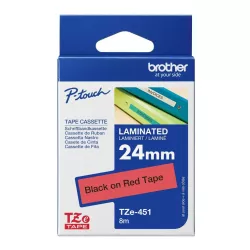 Brother TZe-451 Labelling Tape 24mm Black On Red Tape Brother TZe-451 Labelling Tape 24mm Black On Red Tape