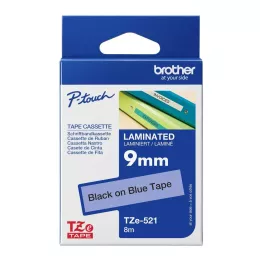 Brother TZe-521 Labelling Tape 9mm Black On Blue Tape