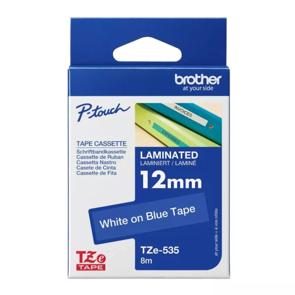 Brother TZe-535 Labelling Tape 12mm White On Blue Tape Brother TZe-535 Labelling Tape 12mm White On Blue Tape