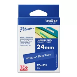 Brother TZe-555 Labelling Tape 24mm White On Blue Tape Brother TZe-555 Labelling Tape 24mm White On Blue Tape