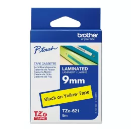 Brother TZe-621 Labelling Tape 9mm Black On Yellow Tape