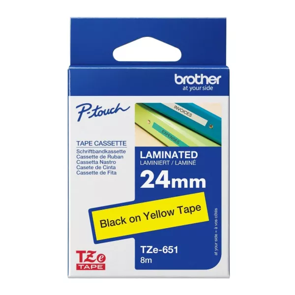 Brother TZe-651 Labelling Tape 24mm Black On Yellow Tape