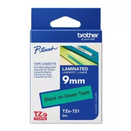 Brother TZe-721 Labelling Tape 9mm Black On Green Tape